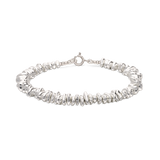 Pulseira em prata 925 com pedras de hematita com metais e hematite