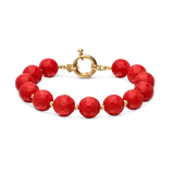 Pulseira banhada a ouro com ágata vermelho