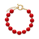 Pulseira banhada a ouro com ágata vermelho