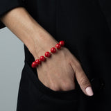 Pulseira banhada a ouro com ágata vermelho