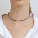 Colar choker em prata 925 com vidro cristal