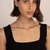 Colar choker em prata 925 com pérolas